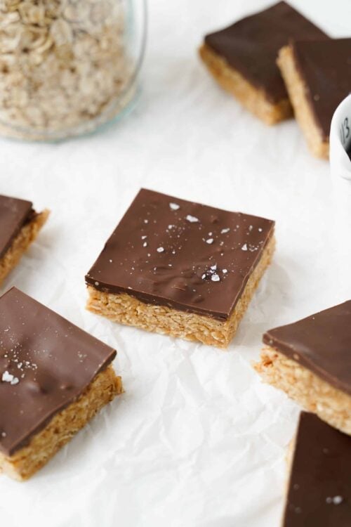 Healthy Chocolate Peanut Butter Oatmeal Bars