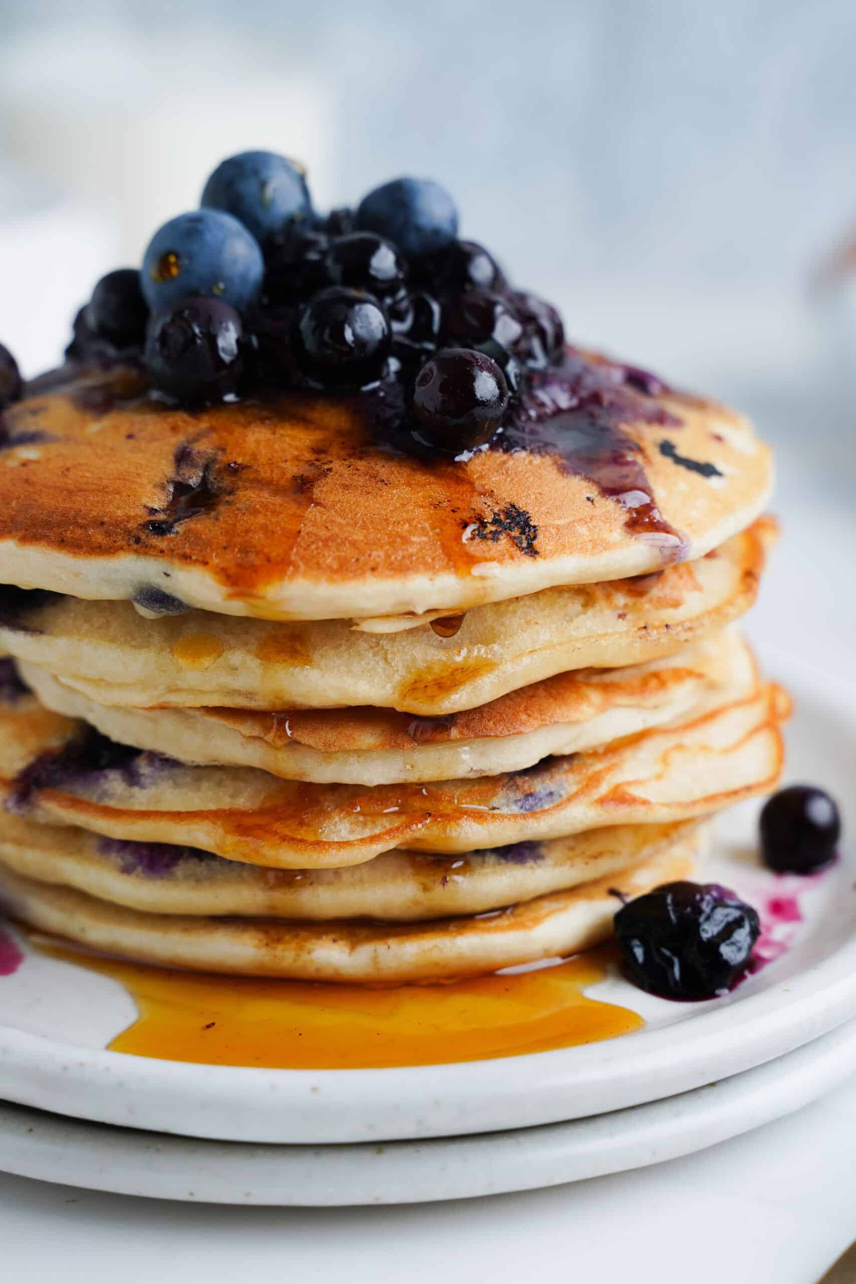 Pancakes with blueberry toppings