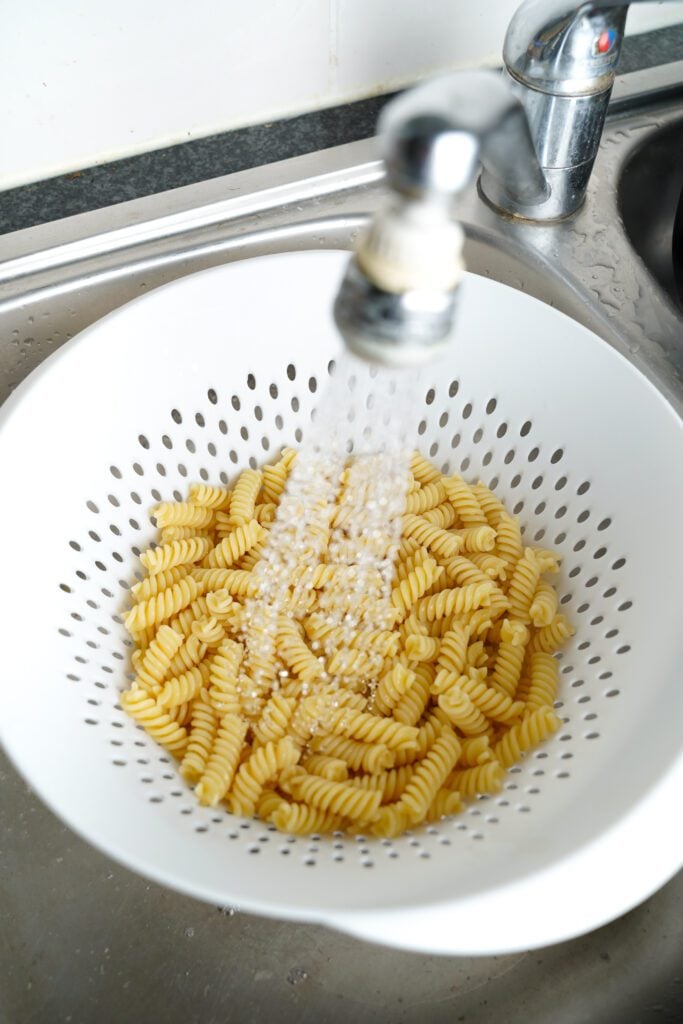 Cooked pasta for salad | cookingwithcassandra.com