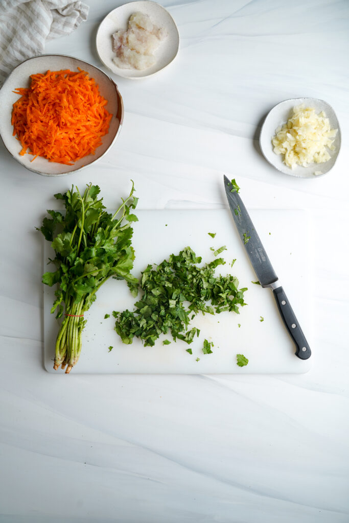 Chopped Cilantro with Shredded Carrots and Minced Shallot | cookingwithcassandra.com