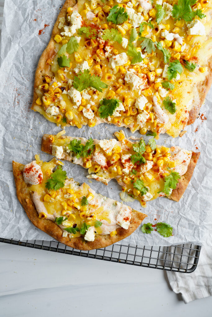 Mexican flatbread with smoky charred corn