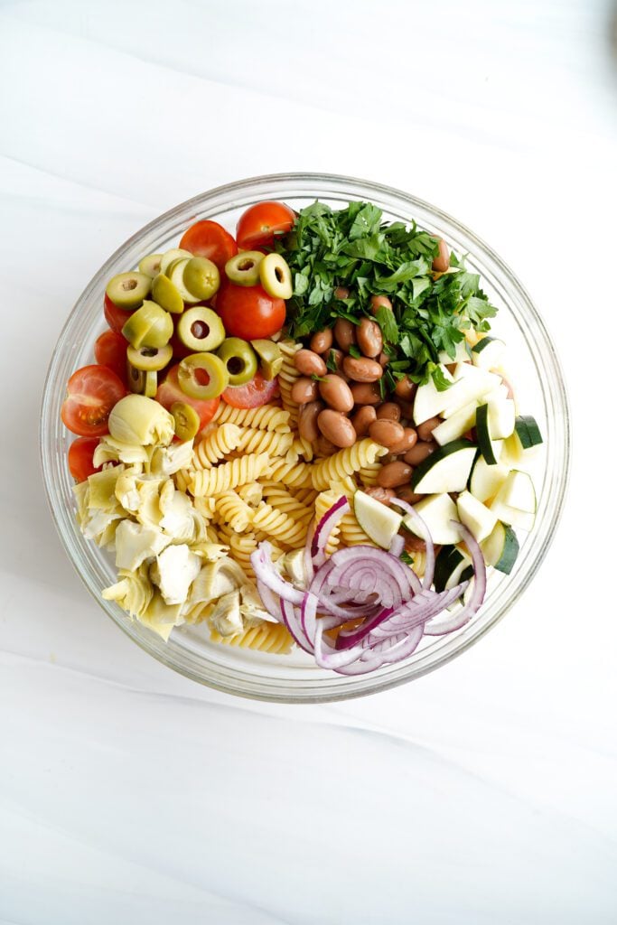 Mediterranean Pasta Salad with Zucchini | cookingwithcassandra.com