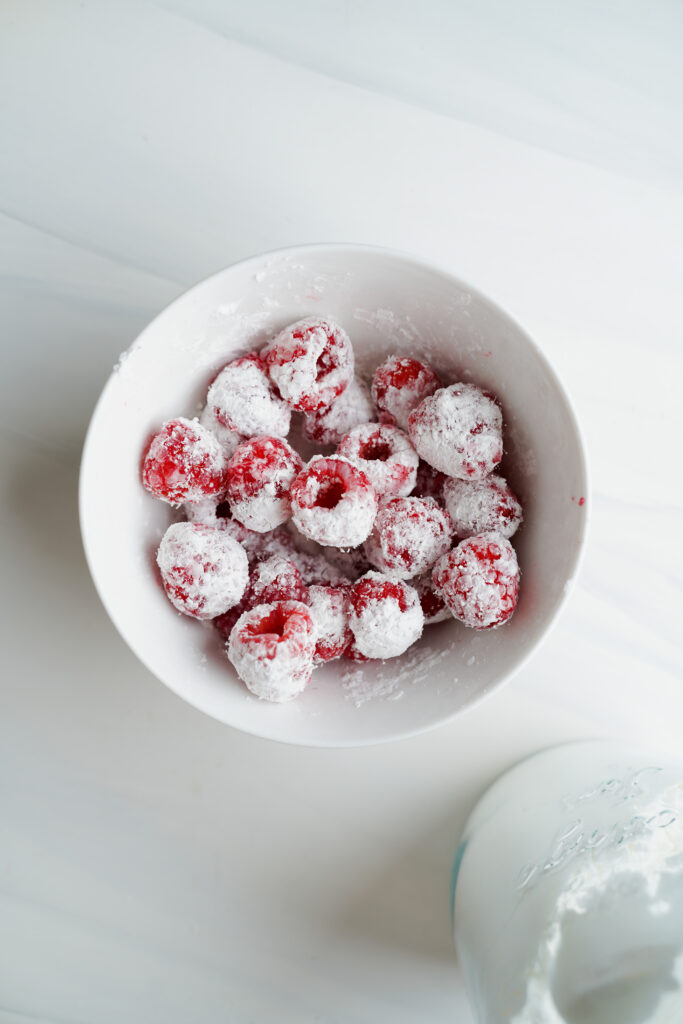 Raspberries Flour Coated | cookingwithcassandra.com