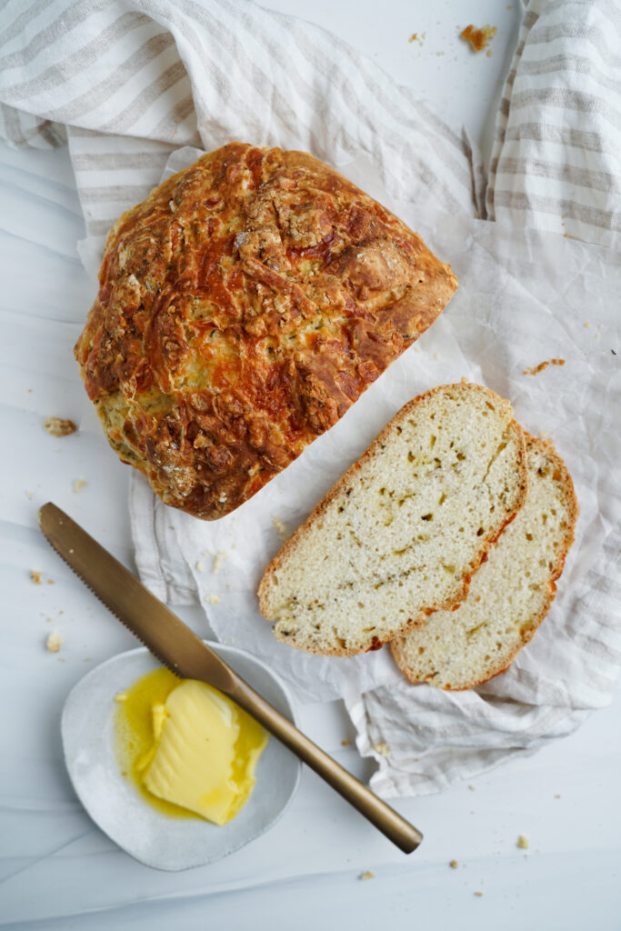 No Yeast Bread with butter | cookingwithcassandra.com