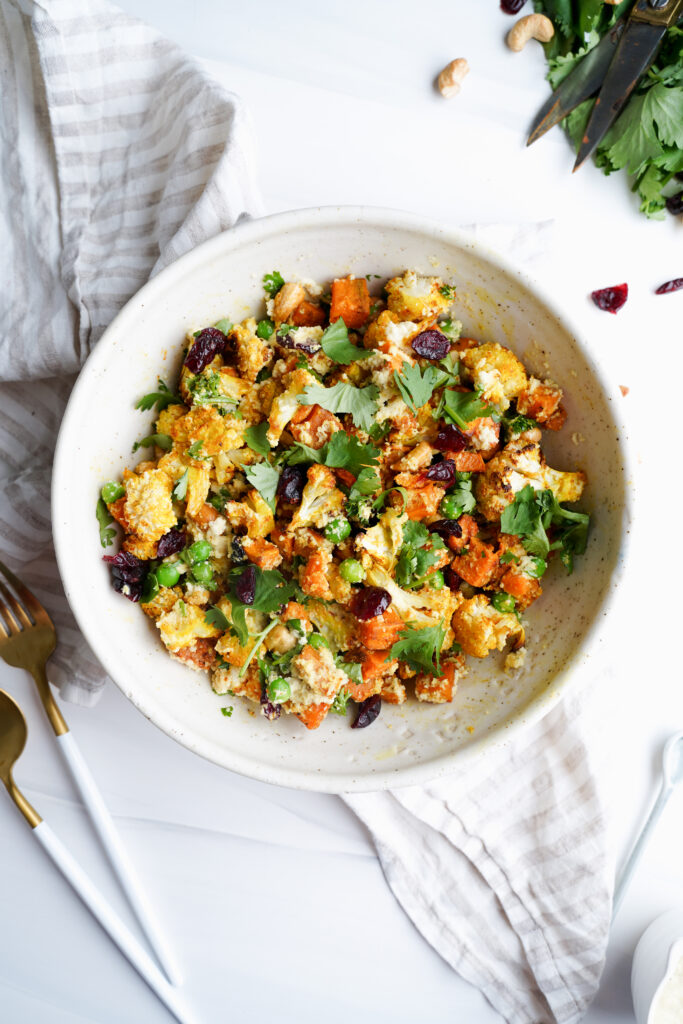 Curry Roasted Cauliflower and Sweet Potatoes | cookingwithcassandra.com