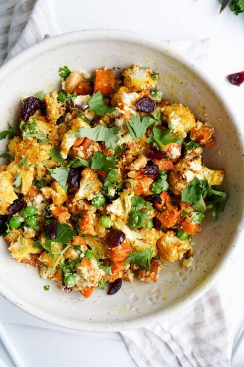 Curry Roasted Cauliflower and Sweet Potatoes