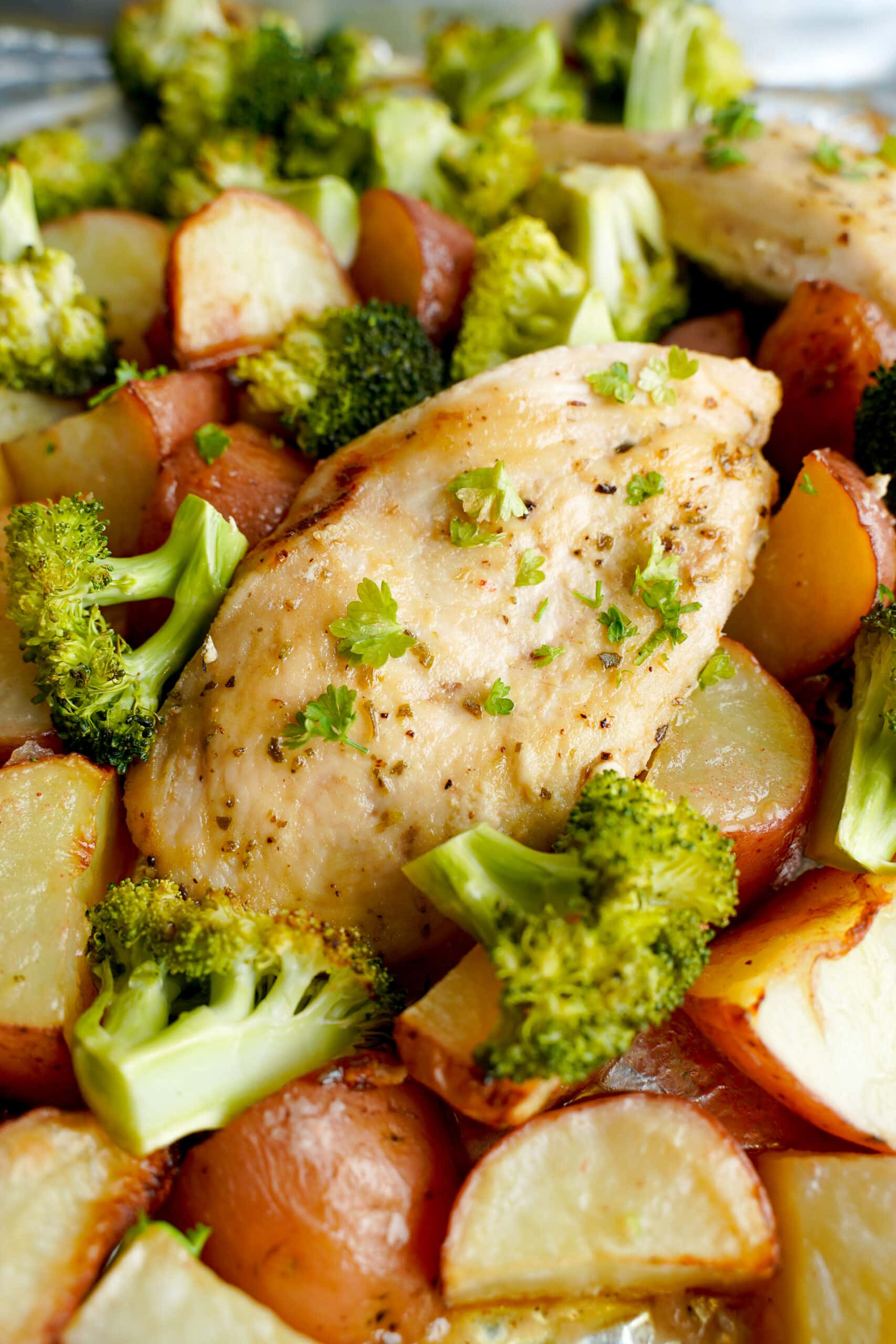 Best Broccoli & Potatoes with One Pan Honey Garlic Chicken  | cookingwithcassandra.com