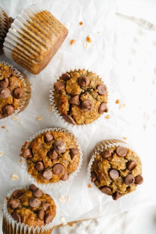 Flourless Chocolate Chip Banana Muffins
