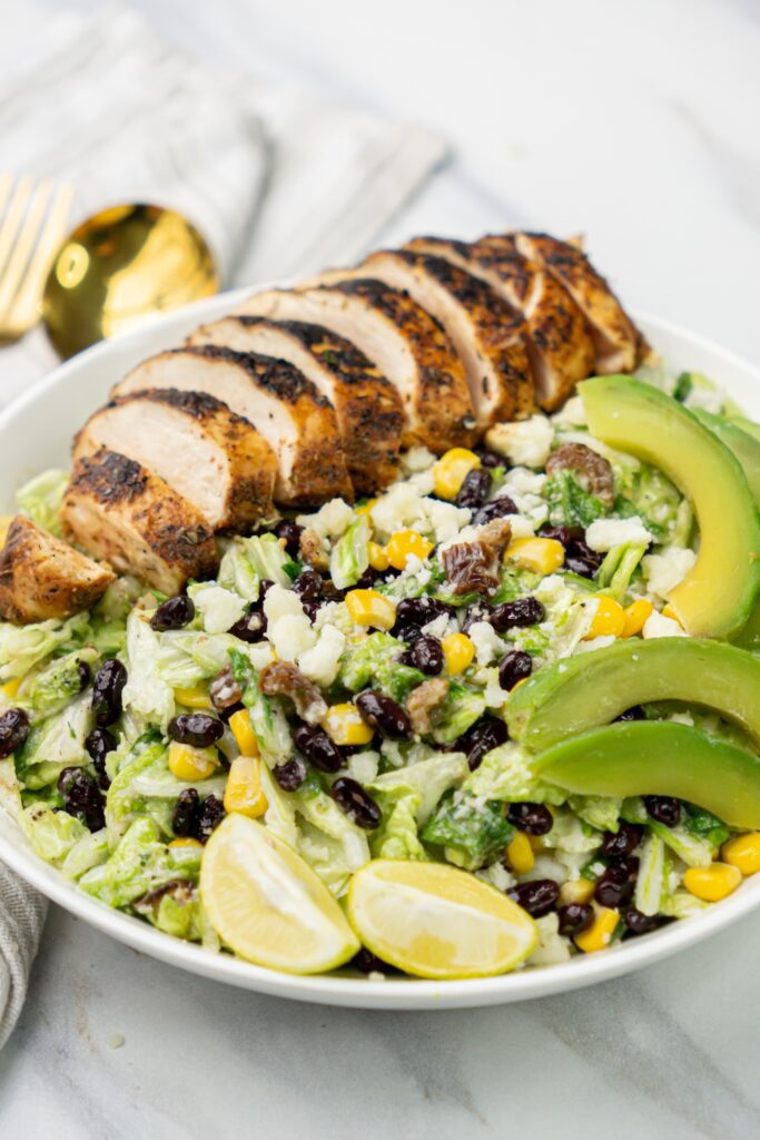 salad with chicken in a salad bowl