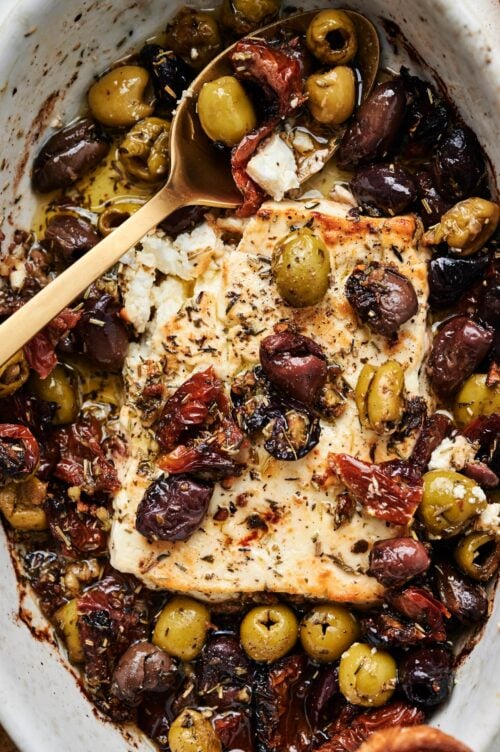 Baked Feta with Olives and Sun-Dried Tomatoes Baked Feta with Olives and Sun-Dried Tomatoes